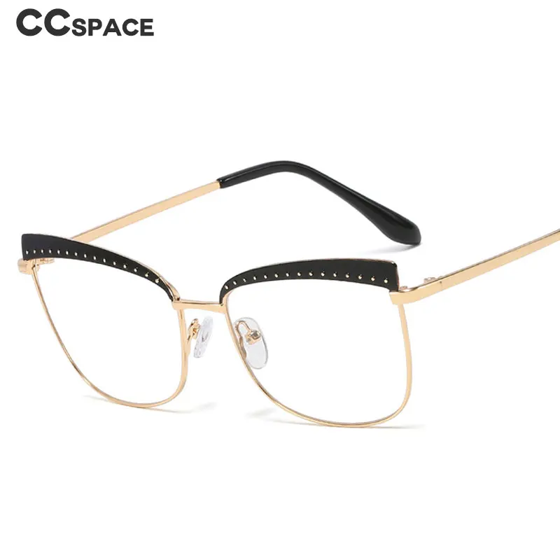 

48070 Retro Cat Eye Rivet Glasses Frames Men Women Trending Styles CCSPACE Brand Designer Optical Fashion Computer Glasses