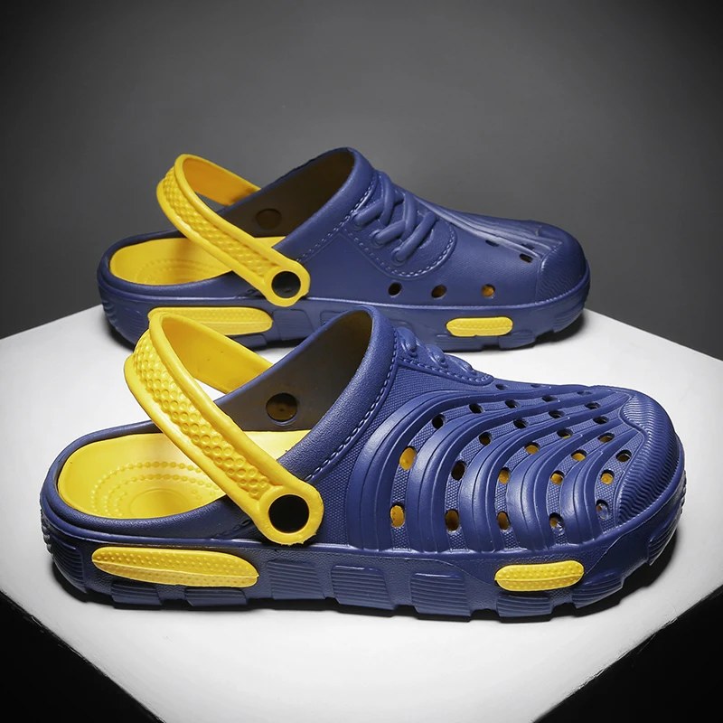 PULOMIES Summer Men Slippers Sandals Massage Clogs Outdoor Garden Shoes Men Pool Sandals Bathroom Slides Mules Beach Slippers