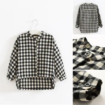 

Girls' shirt long-sleeved plaid children's clothing spring and autumn clothing baby single-breasted shirt children's casual