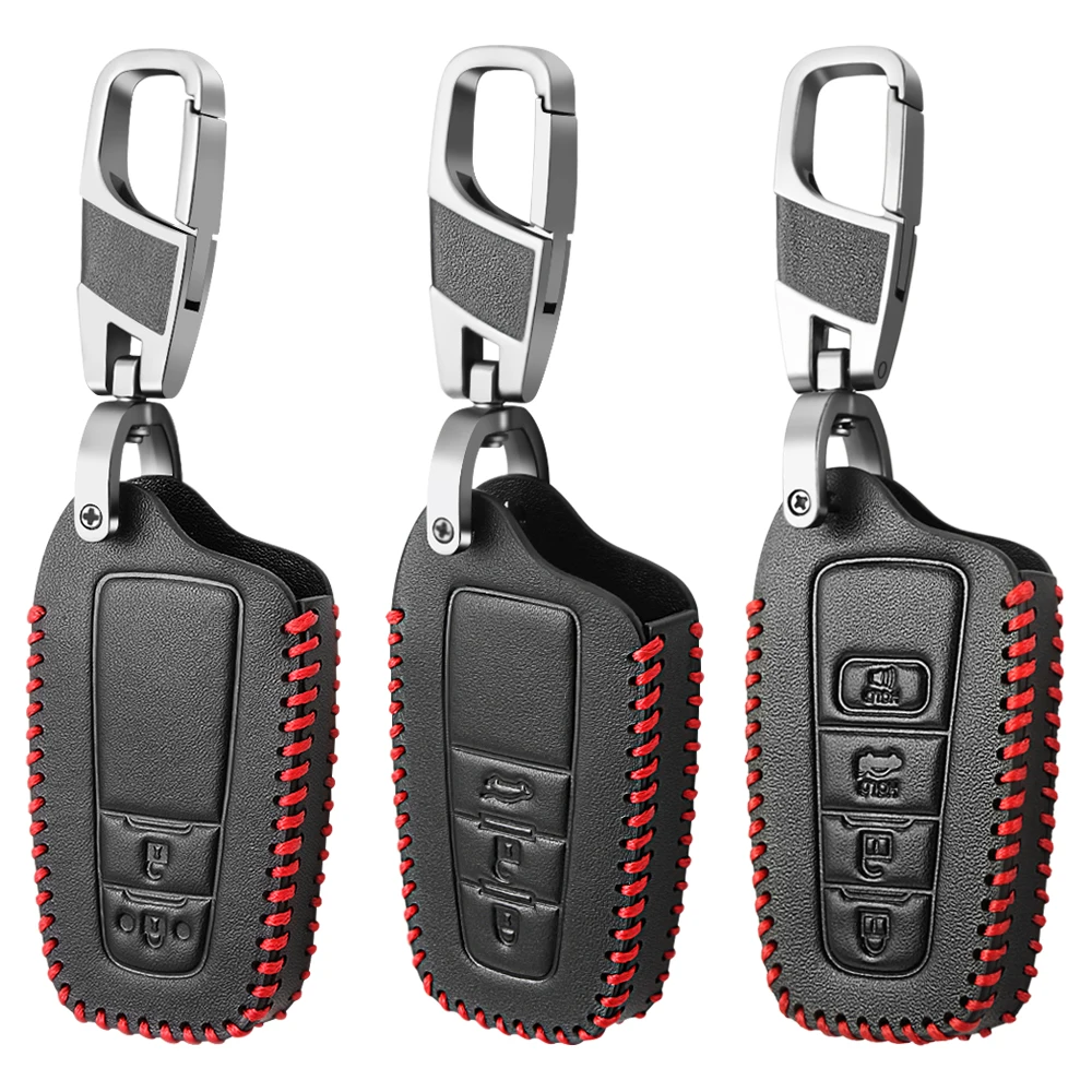 Key Case Cover Key Case Car Key Shell Leather Car Key Cover for Toyota Corolla Rav4 Camry 70 Prado RAV 150 3 4 Button Key Case Holder Accessories Shell