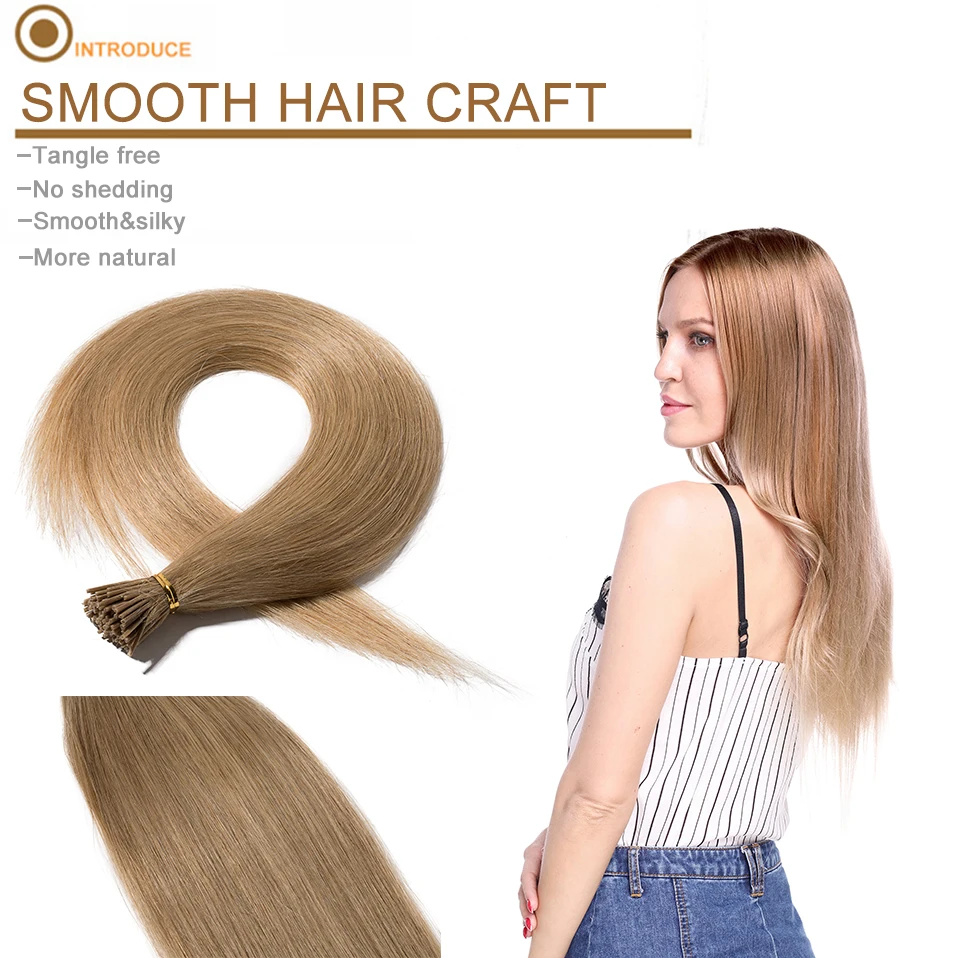 S-noilite 0.5g/s I tip Hair Extensions Human Hair Keratin Fusion 16inch-22inch Human Pre Bonded Stick Straight Natural