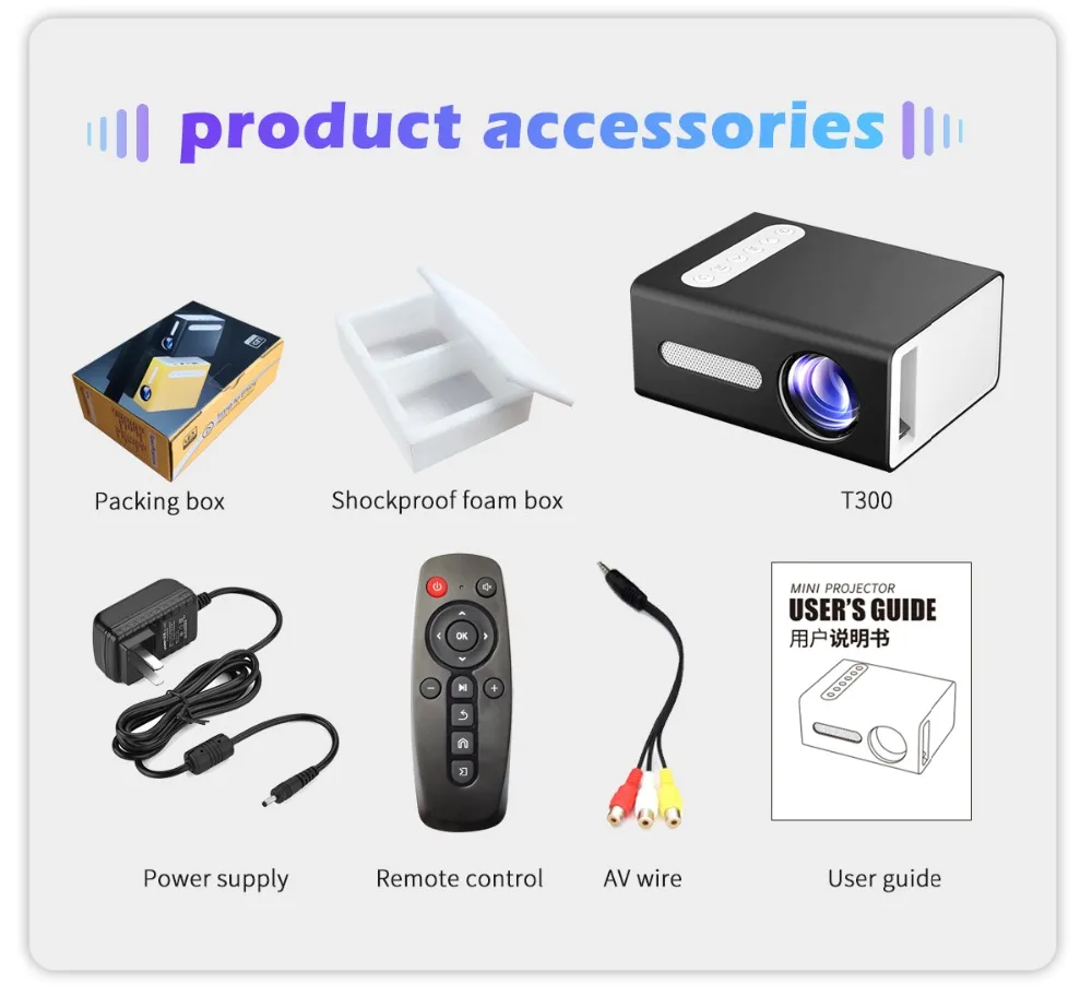 jinhoo projector T300 Projector Support 1080P 600Lumens Projector Screen 80inch Led Projector Lens 3.5mm Audio LED Mini Projetor sony projector