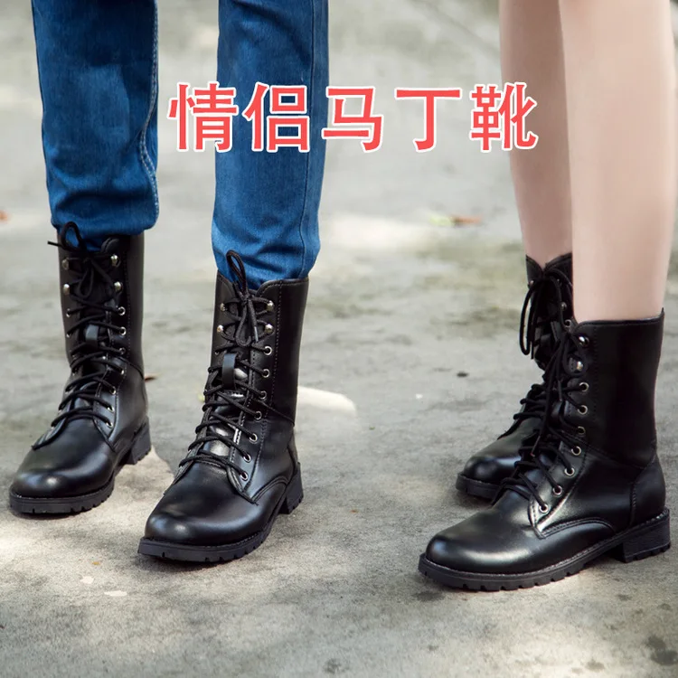 

Round Toe Winter Boots Lady Shoes Luxury Designer Booties Woman 2019 Low Heel Clogs Platform Lace Up 2020 Mid Calf Fashion