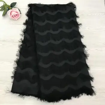 

Black Dress Latest 3D Tassels African Chiffon Lace White Cotton Material Sewing Nigerian Fabric Smooth Embroidery KRL-69111