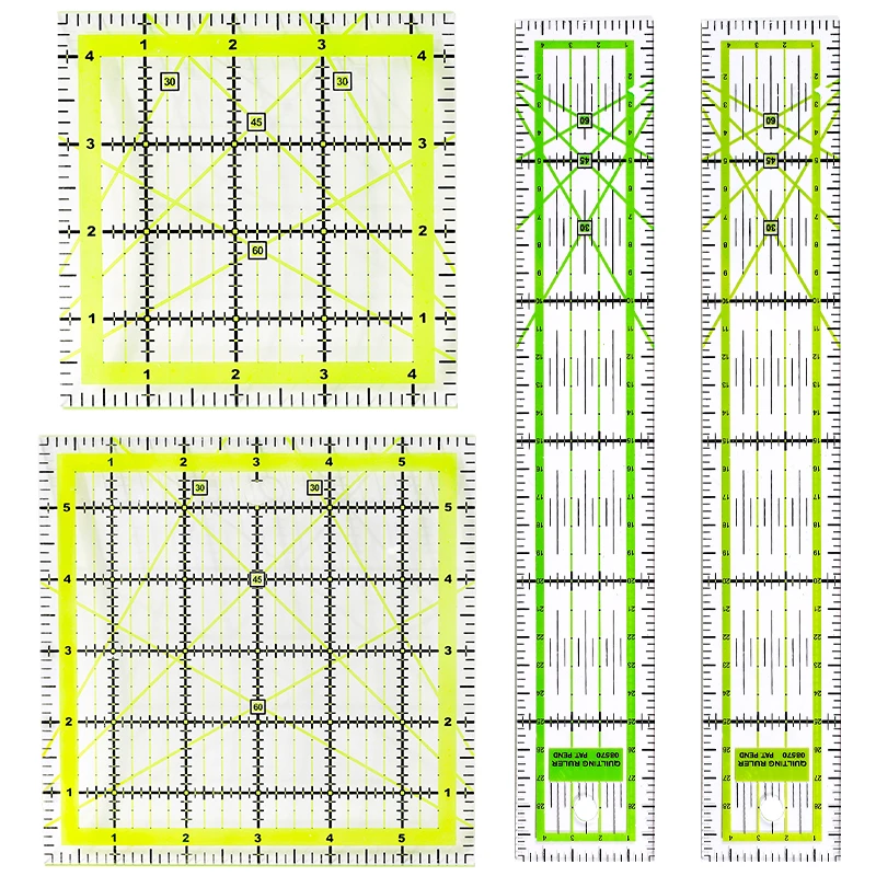 Green/Colorful Acrylic Patchwork Ruler Square/Rectangle Ruler Clothing Craft Tools For DIY Sewing Measuring Tools Drawing Ruler