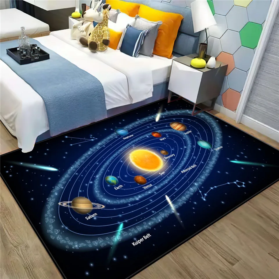 3D Planet Rug with vibrant space design10