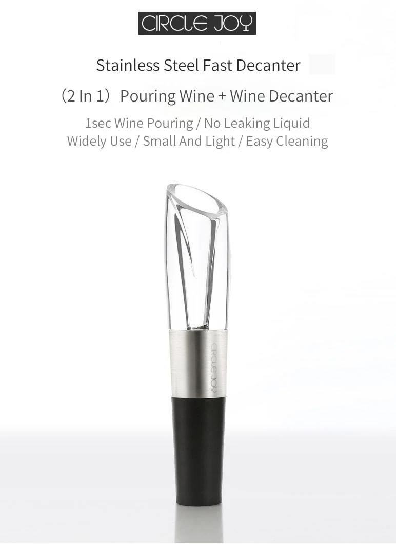 Youpin Circle Joy Stainless Steel Portable Fast DecanterWine Stopper  2 IN 1  Suit  Wine Vodka Mini Wake-up UtensilStopper (3)