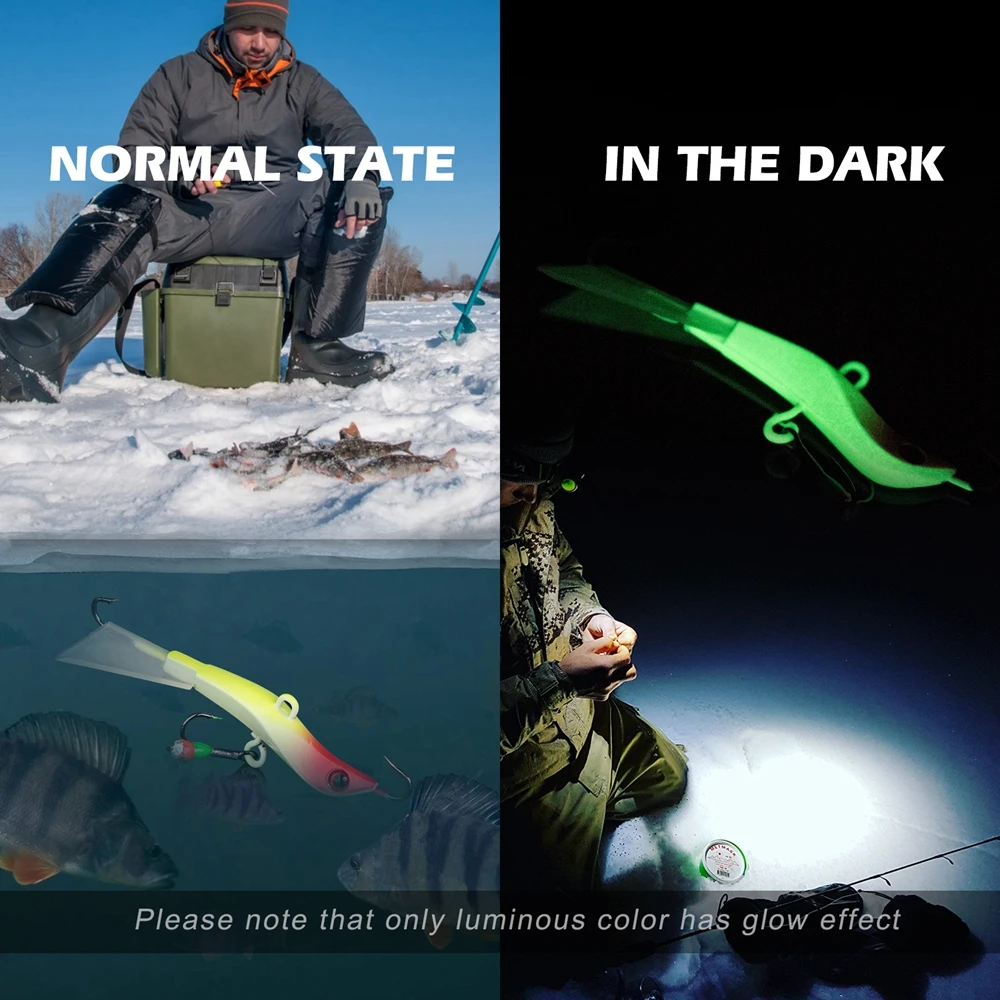 Goture 4 шт./компл. для зимней рыбалки приманки 4 вида цветов балансировки свинцовых приманок 7,1 см 14,4g S-Форма 3D глаза световой Щука воблер