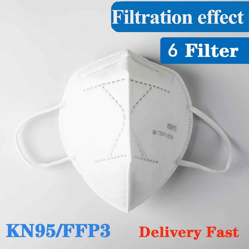 

6 Filter Anti-Virus Respirator Kn95/Kn95 Mask 95% Filtration Non-Woven Fabric Protective Masks Pollution Filter
