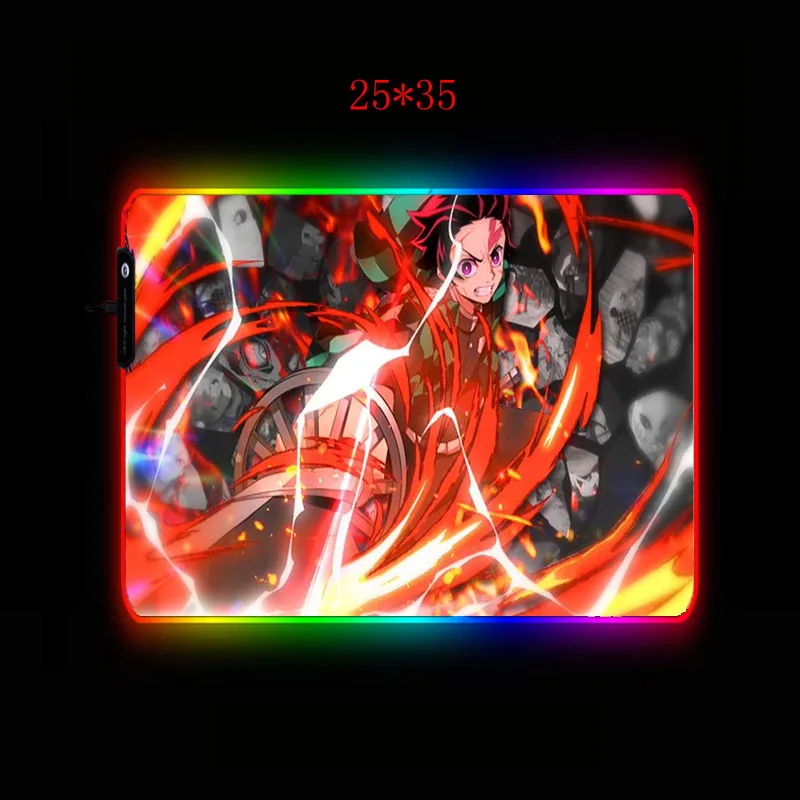 XGZ аниме демон убийца Kimetsu No Yaiba игровой RGB большой коврик для мыши геймер компьютерный Коврик Для Мыши Led подсветка клавиатура Настольный коврик