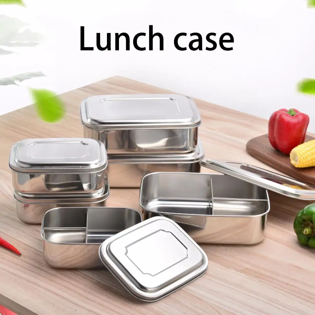 

Stainless Steel Lunch Box Free Bread Box Flexible Separation Metal Lunch Case Sustainable Suitable For Hiking School Children