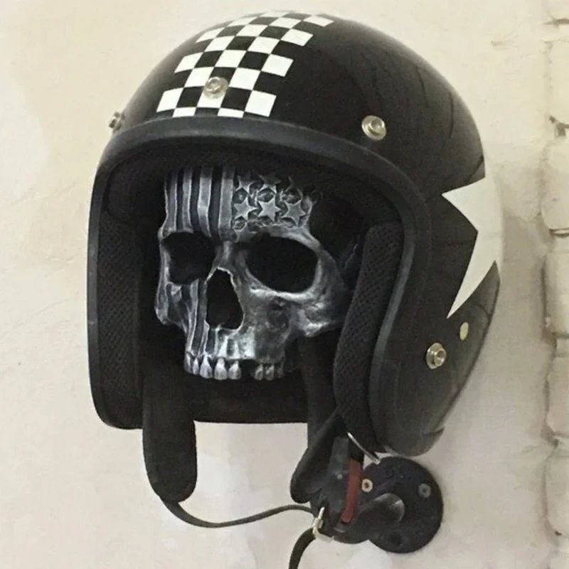 

2022 Motorcycle Helmet Holder Wall Mounted Hat Holder For Coats Motorcycle Hats Jacket Bags Holder Skull Halloween Decor