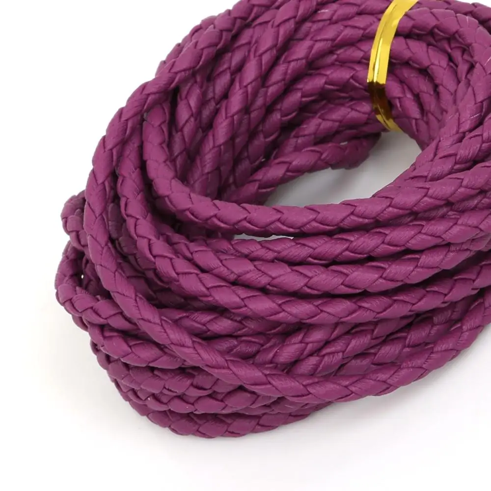 Purple 5 м/лот 3 мм круглый Плетенный из искусственной кожи шнур веревка из искусственной кожи Бисероплетение для Ювелирная фурнитура для рукоделия модные аксессуары для браслетов - Цвет: Purple