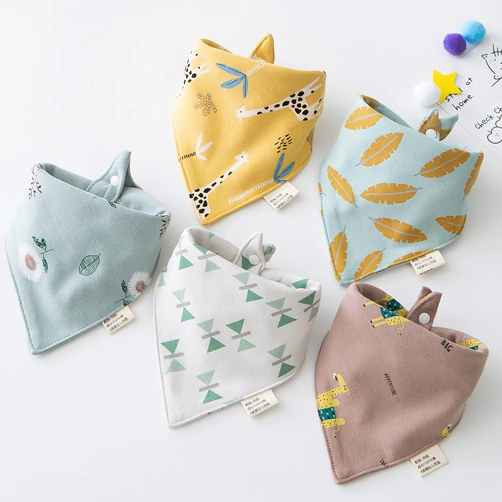 New 5 Pieces/Lot Baby Bib Newborn Feeding Burp Cloth Cotton Kids Triangle Scarf Teething Saliva Towel Soft Bandana Bibs 2