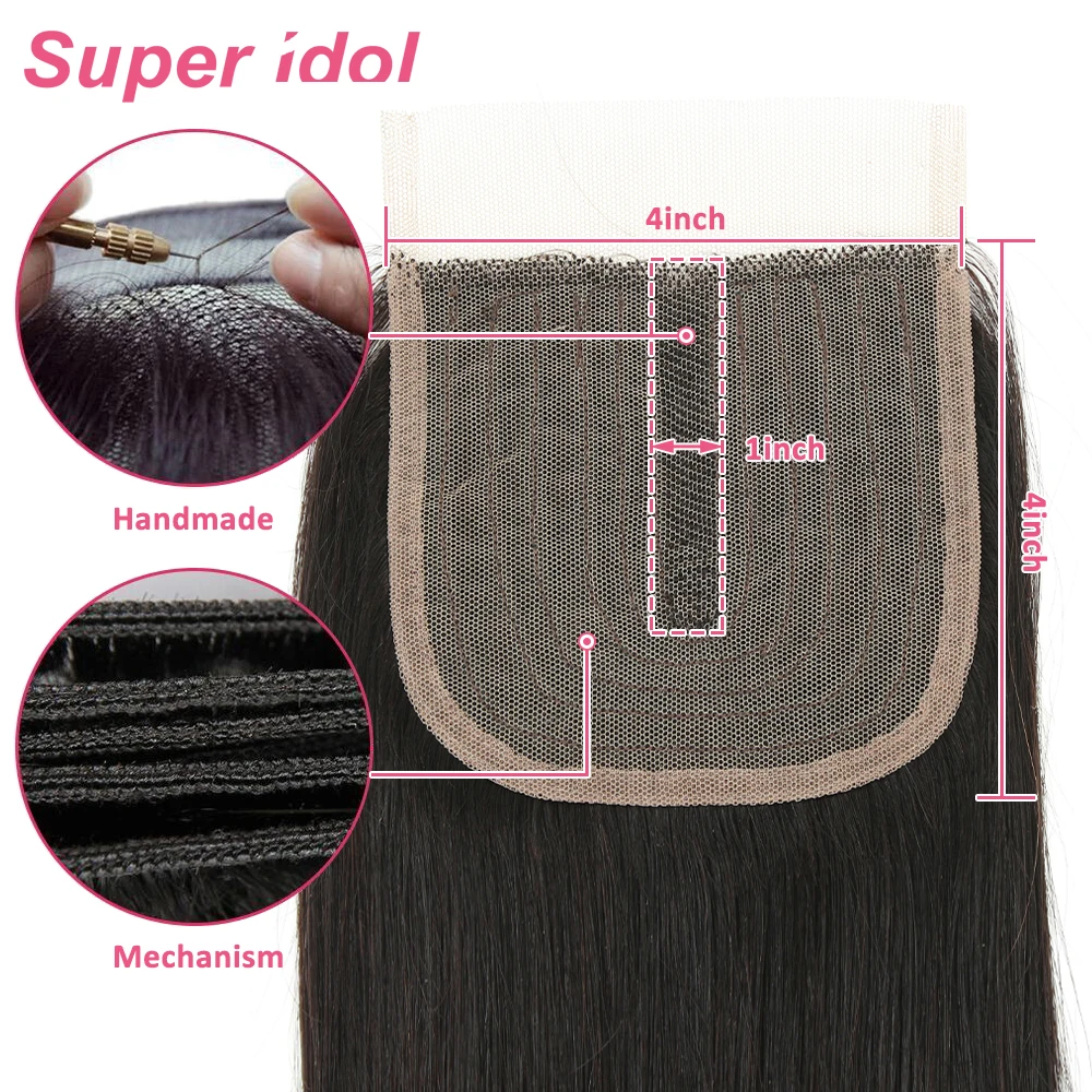 Water Wave 4X1 Lace Closure Hair Natural Black Pre-Plucked With Baby Hair Transparent Swiss Lace Brazilian Remy Human