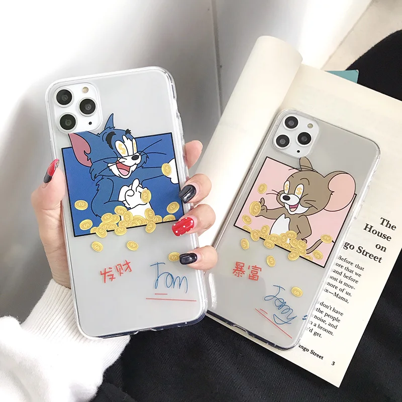 Мультяшный чехол для телефона с кошкой и мышкой для iPhone X, XR, Xs, Max, 8, 7, 6, 6s Plus, 11 Pro, Max, Ультратонкий Мягкий чехол-накладка из ТПУ