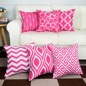 

Geometric Cushion Cover Red Cotton Linen Pillow Cover 45*45 Pillowcase for Living Room Nordic Sofa Decoration Pillows For Home