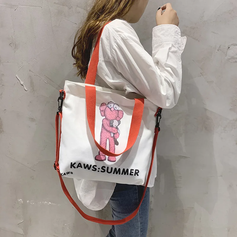 Улица Сезам Harajuku Студенческая Холщовая Сумка женская сумка на плечо стиль Южная Корея девушки мультфильм сумка Портативная Женская