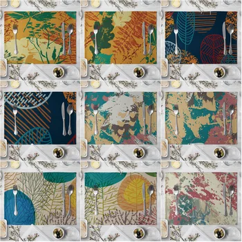 

Geometry Leaf Pattern Table Placemat European Style Dining Table Cushion Kitchen Supplies Western-style Placemat Coasters