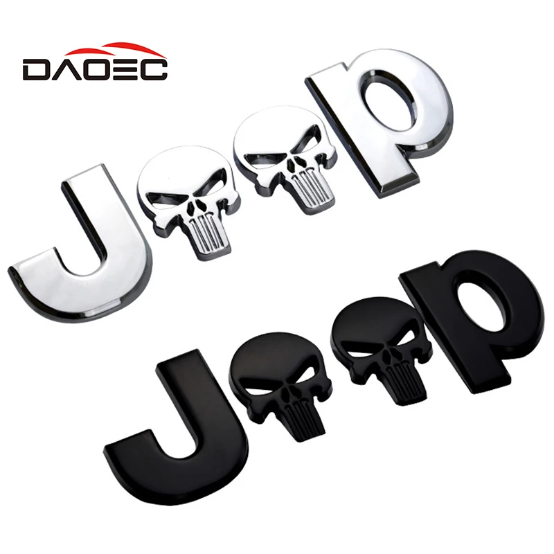 Автомобильный 3D металлическим черепом наклейка для Jeep wrangler Компас grand cherokee и renegade логотип багажник