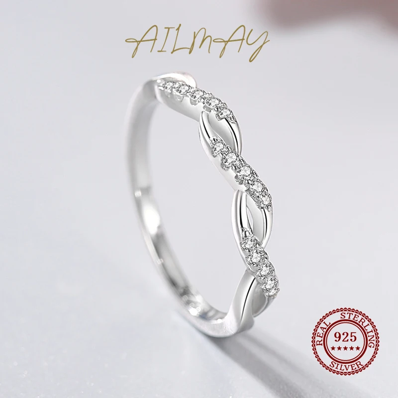 925 Sterling Silver Con Ondas Cubic Zirconia CZ Fashion Jewelry Women Girls Anti-allergy Fine Jewelry Gifts