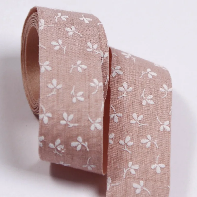 Clover Cotton Linen Printed Ribbon for Diy Bow Headwear 5 yards