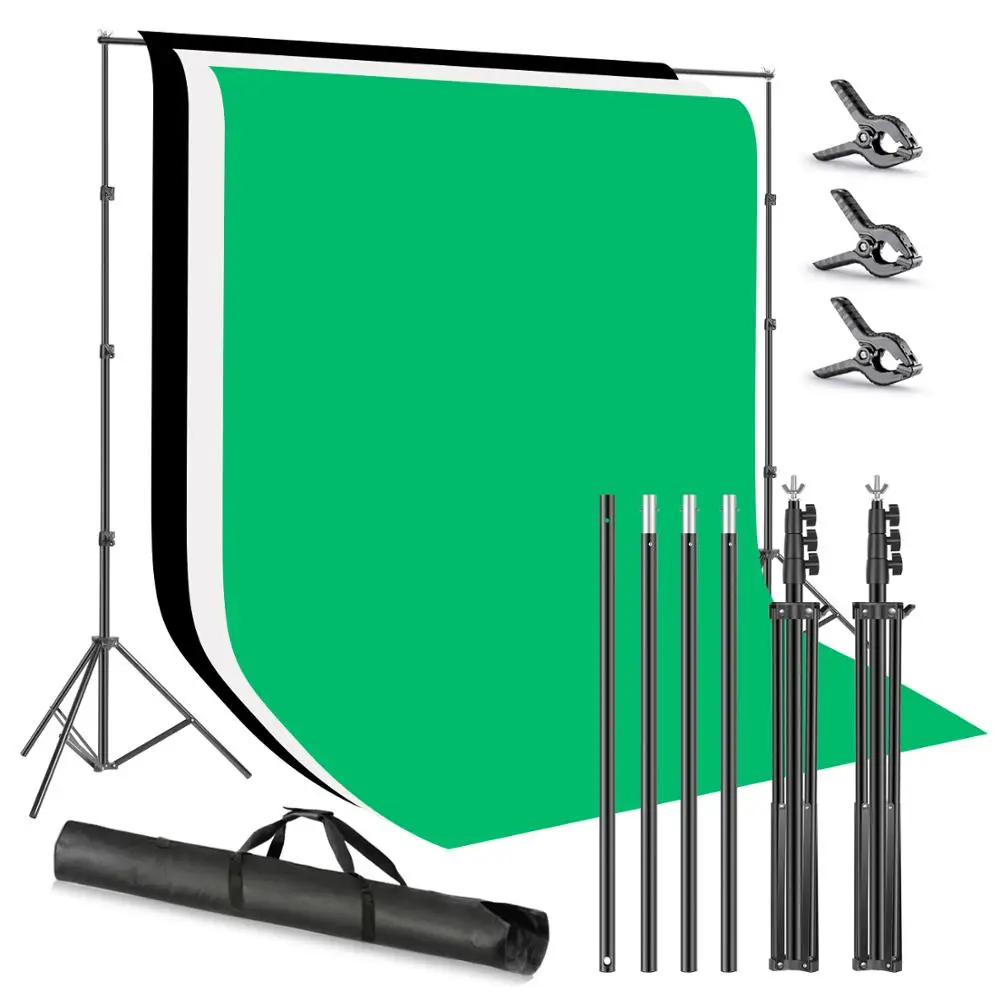  Neewer Photo Studio 8.5x9.8ft/2.6x3M Backdrop Stand Backdrop Support System with 6x9ft/1.8x2.8M Pol