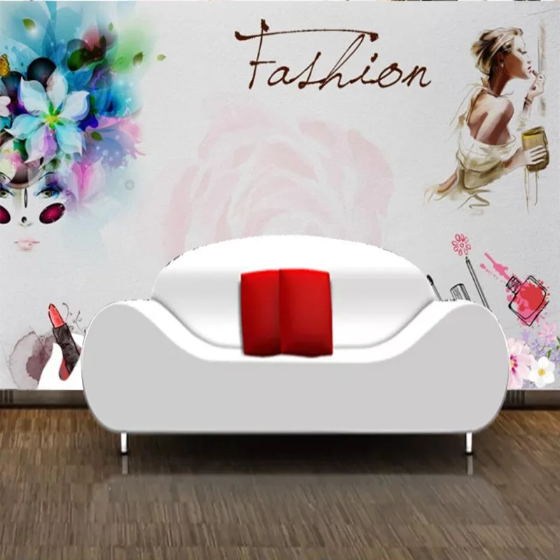 

3D Cool Fashion Beauty Creative Industrial-Style Hand-Painted Wallpaper Mural Cosmetics Manicure Beauty Shop Background Wallpape