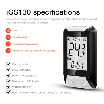 

IGPSPORT IGS130 Bicycle GPS Computer 2.0 Anti-glare Led Screen Wireless Stopwatch IPX7 Waterproof Backlight Bike Speedometer