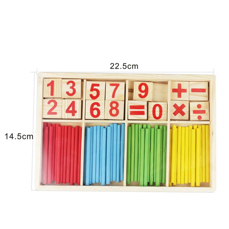 High quality 23.3*16*3CM wooden digital stick learning box kindergarten math teaching aid early education toys