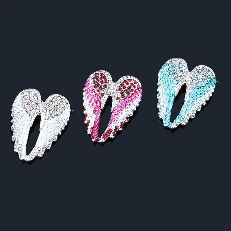 Crystal angel wings brooch