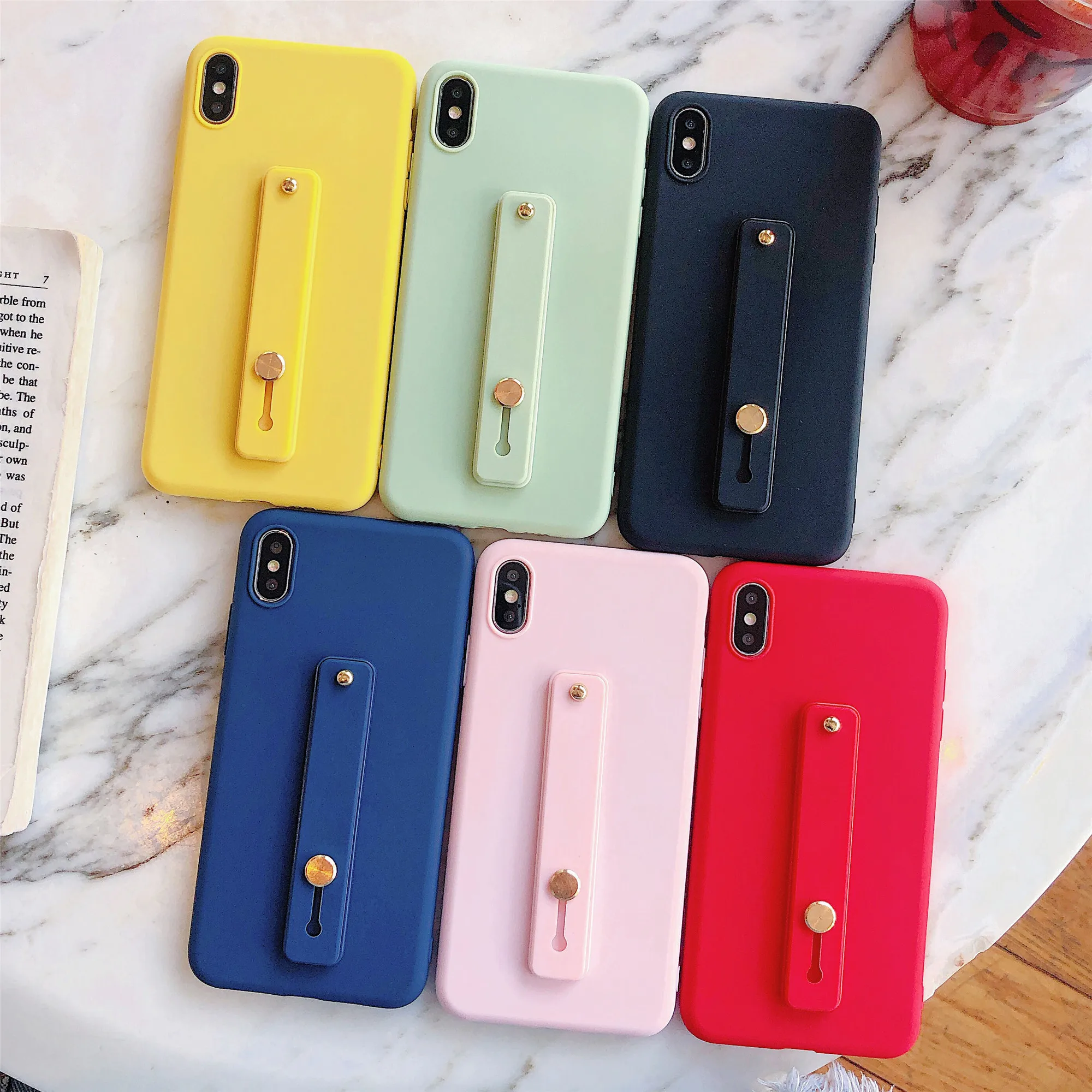 

Candy Color Silicone Phone Holder Case For Samsung Galaxy S10 Plus S9 S8 S7 Edge S6 Note 8 9 Colorful Wrist Strap Soft TPU Case