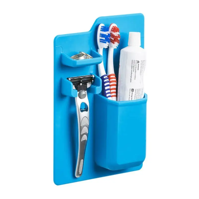 

Silicone Bathroom Organizer Toothbrush Holder Silicone Toothpaste holder for bathroom Mirror shower
