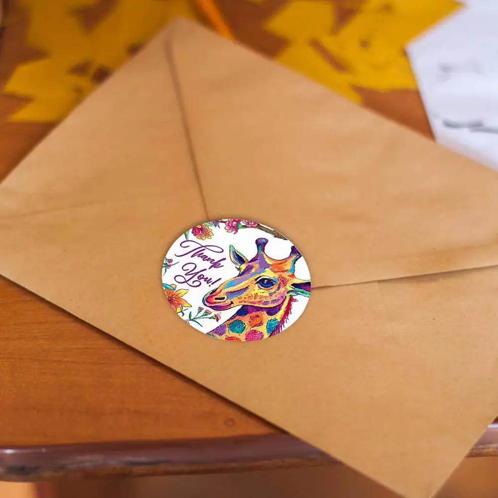 500 шт в рулоне Цветочные Спасибо наклейки s 1 дюйм круглые Животные Печать этикетка ручной работы конверт для скрапбукинга Печать стикер для канцелярских товаров