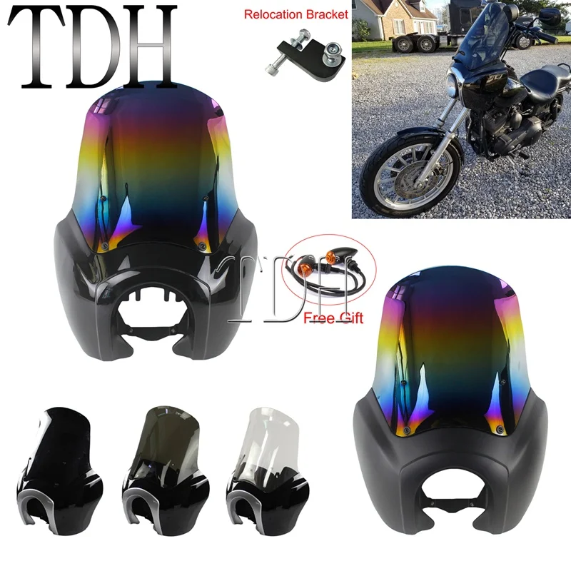 

Иридиевый изготовленный на заказ обтекатель Головной фонарь для Harley Dyna Sportster уличный Боб Толстый мальчик с легкой переездной передней маской