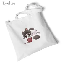 Lychee Harajuku экологические сумки для покупок Женская парусиновая сумка с принтом кота оригинальные студенческие сумочки белые большие пляжные сумки через плечо
