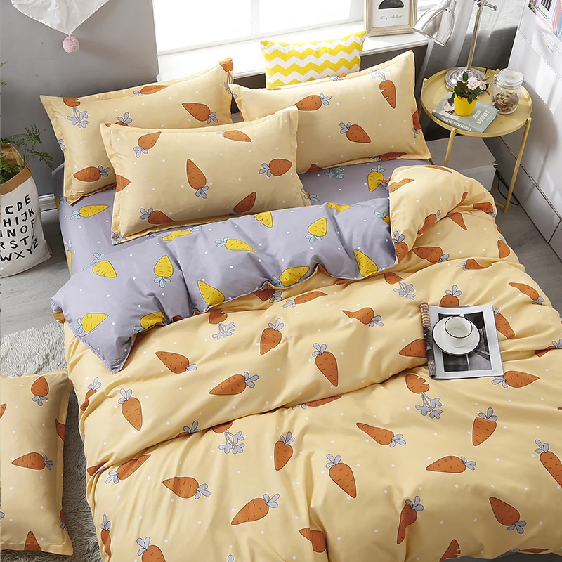 

classic bed linen bedding set Orange carrot home flat sheet duvet cover sets pillowcase single 3pcs 4pcs king queen