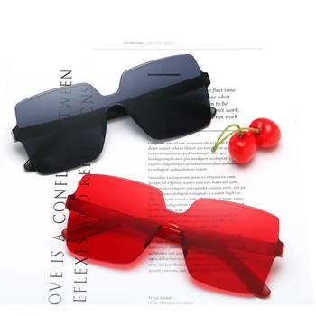 

Vintage Punk Rectangle Sunglasses Women Men Large Rimless Square Sun Glasses For Man Women Frame Transparent Shades Sunglasses