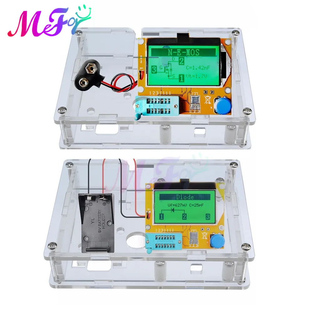 

LCR-T4 Mega328 Multimeter Transistor Tester ESR Meter Diode Triode Capacitance Meter MOS PNP NPN LCR 12864 LCD Screen Test Case