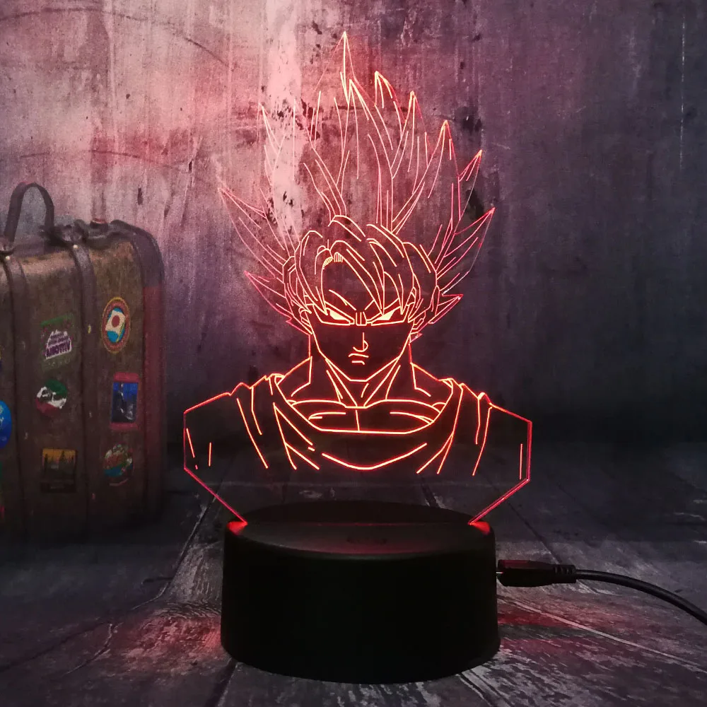 3 3D лампа Dragon Ball Z Goku рисунок детский ночной Светильник Led Изменение цвета спальня атмосфера акриловый стол для лазера прикроватная лампа - Испускаемый цвет: 3