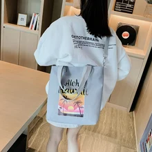 Новая корейская модная холщовая сумка-шоппер с ландшафтным узором, многофункциональная Вместительная женская сумка на плечо для отдыха, женская сумка