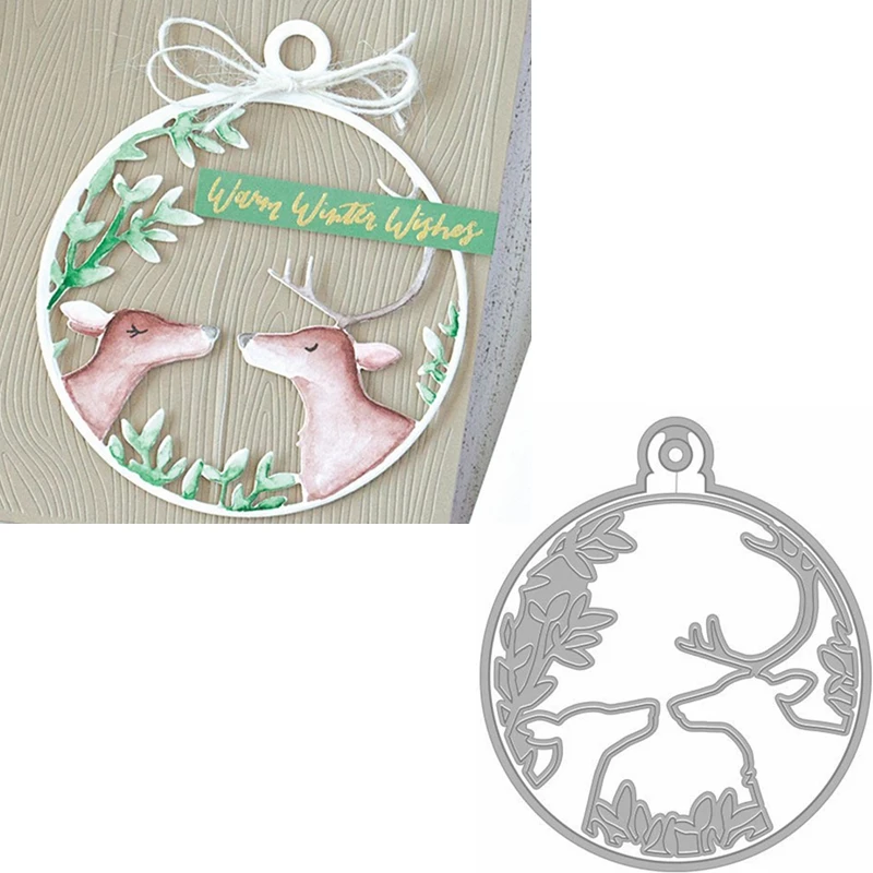 

Couple Deer In Circle Ball Metal Cutting Dies Deers In Decorative Ball Die Cuts For Card Making DIY Album New 2019 Crafts Cards