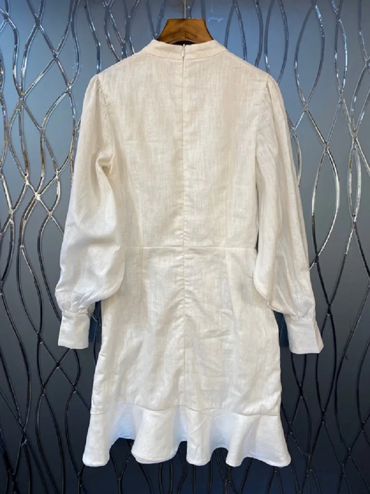 Big Promo 0IZNo 100%Cotton Dress 2020 Spring Style Women Stand Neck Ruffle Patchwork Long Sleeve Sexy Party Club White Dress Above Knee Big Promo 0IZNo 100%Cotton Dress 2020 Spring Style Women Stand Neck Ruffle Patchwork Long Sleeve Sexy Party Club White Dress Above Knee