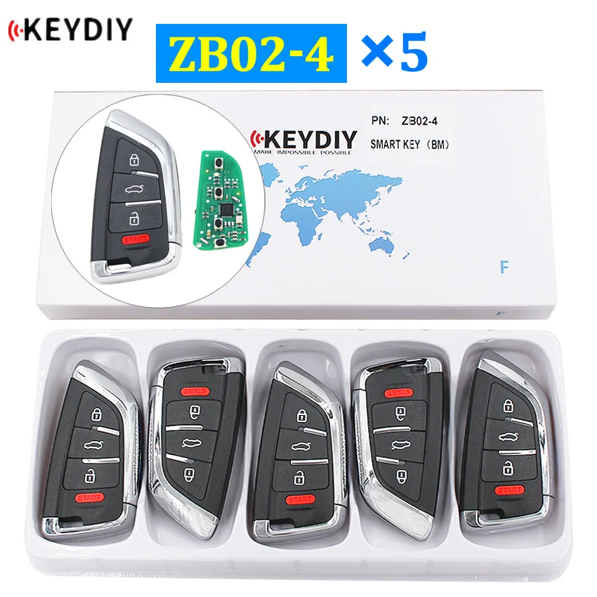 5 шт./партия KEYDIY ZB02-4 универсальный смарт-ключ для KD-X2 KD900 мини KD Автомобильный ключ Дистанционная замена подходит для более 2000 моделей