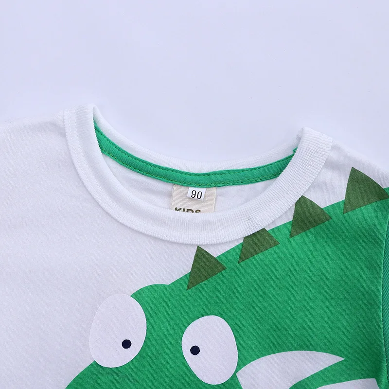 Новая весенне-осенняя Повседневная футболка с рисунком динозавра футболка с длинными рукавами для мальчиков хлопковые топы для мальчиков, Детская рубашка