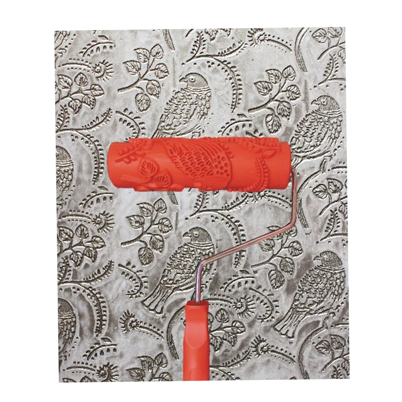 7-inch Painting Roller Wall Decoration Empaistic Wooden Grain Floral Pattern Painting Roller with Plastic Handle paint roller brush Paint Tools