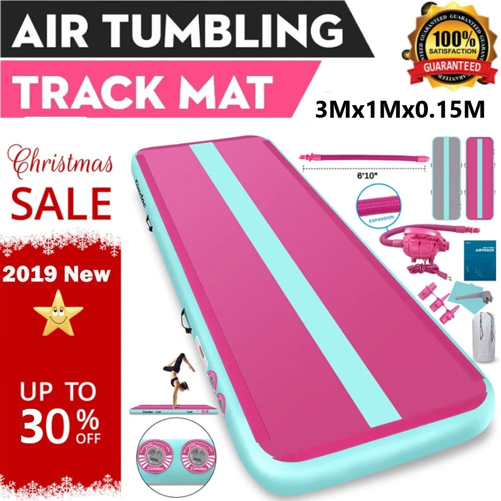 

Rimdoc 3M Gym Mat Yoga Mat Inflatable Air Track Air Gym Inflatable Gymnastics Mat Yoga/Training/Cheerleading Airtrack for home