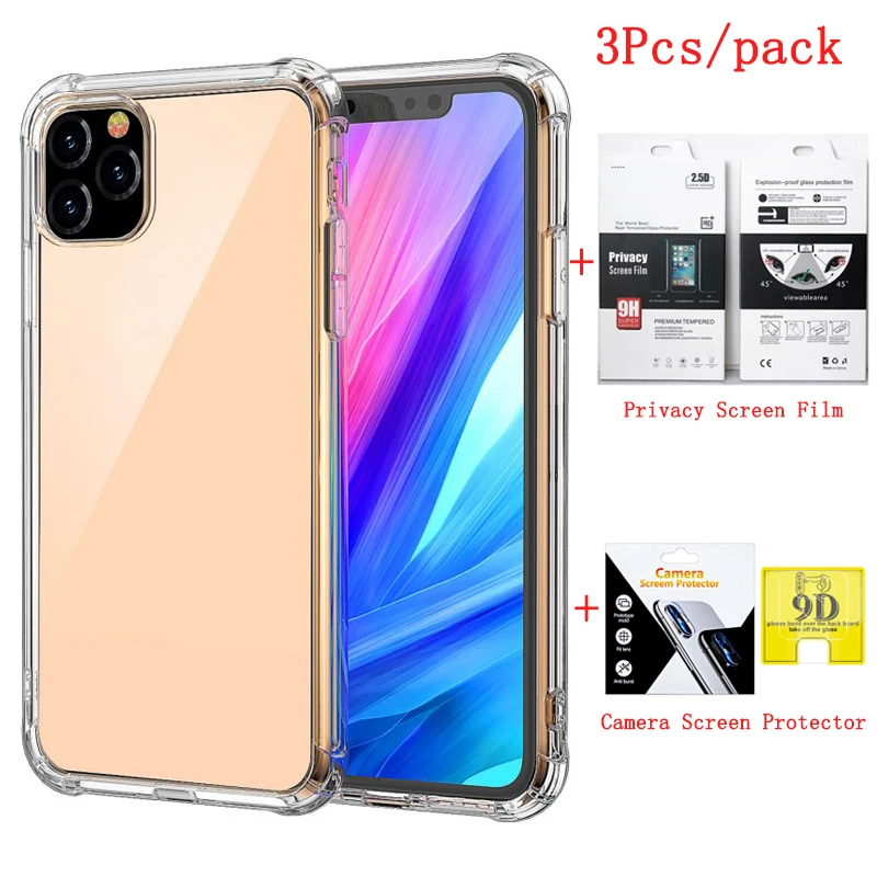 

3Pc/set Transparent Soft Case & Privacy Tempered Glass & 9H Camera Lens Screen Protector For iPhone 11 /11 Pro Max 2019 Dropship