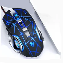 Игровая мышь 3200 dpi, регулируемая Проводная оптическая светодиодный мышь для компьютера, USB кабель, бесшумная мышь для ноутбука
