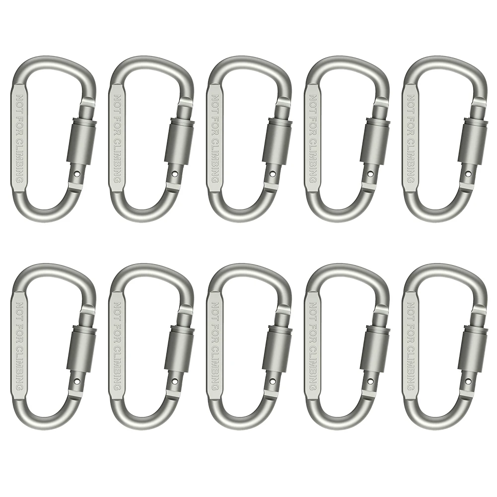 10Pcs Outdoor D-Ring Shape Carabiner Key Chain Clip Hook Lock Buckle Climb Camp 